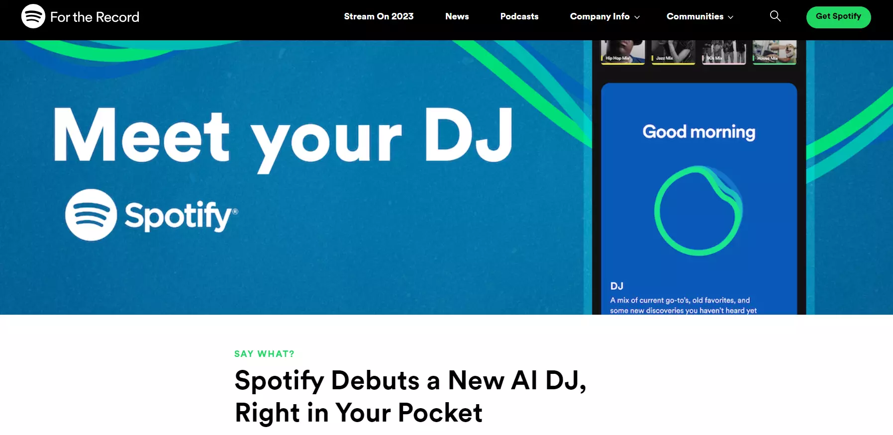 Spotify AI DJ-Homepage
