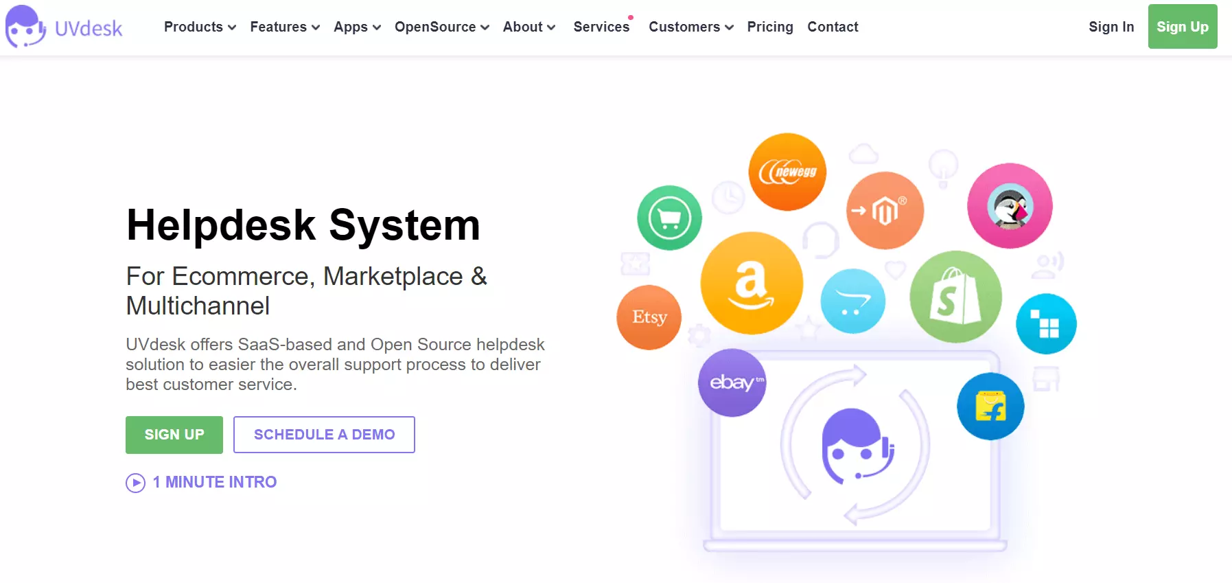 UVdesk Homepage - SaaS und Open Source Helpdesk Ticketing-System