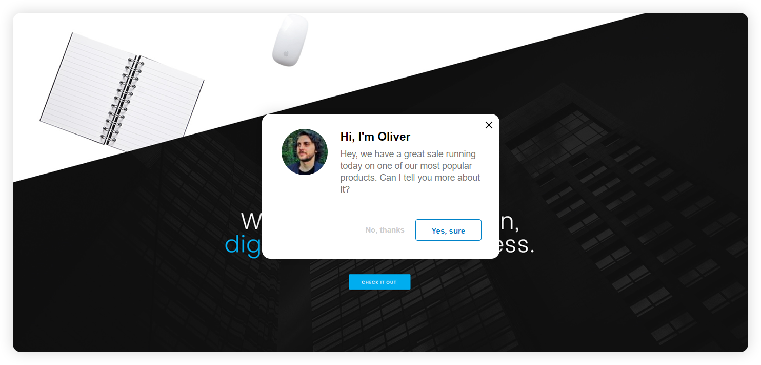 Beispiel einer proaktiven Enterprise-Chat-Einladung