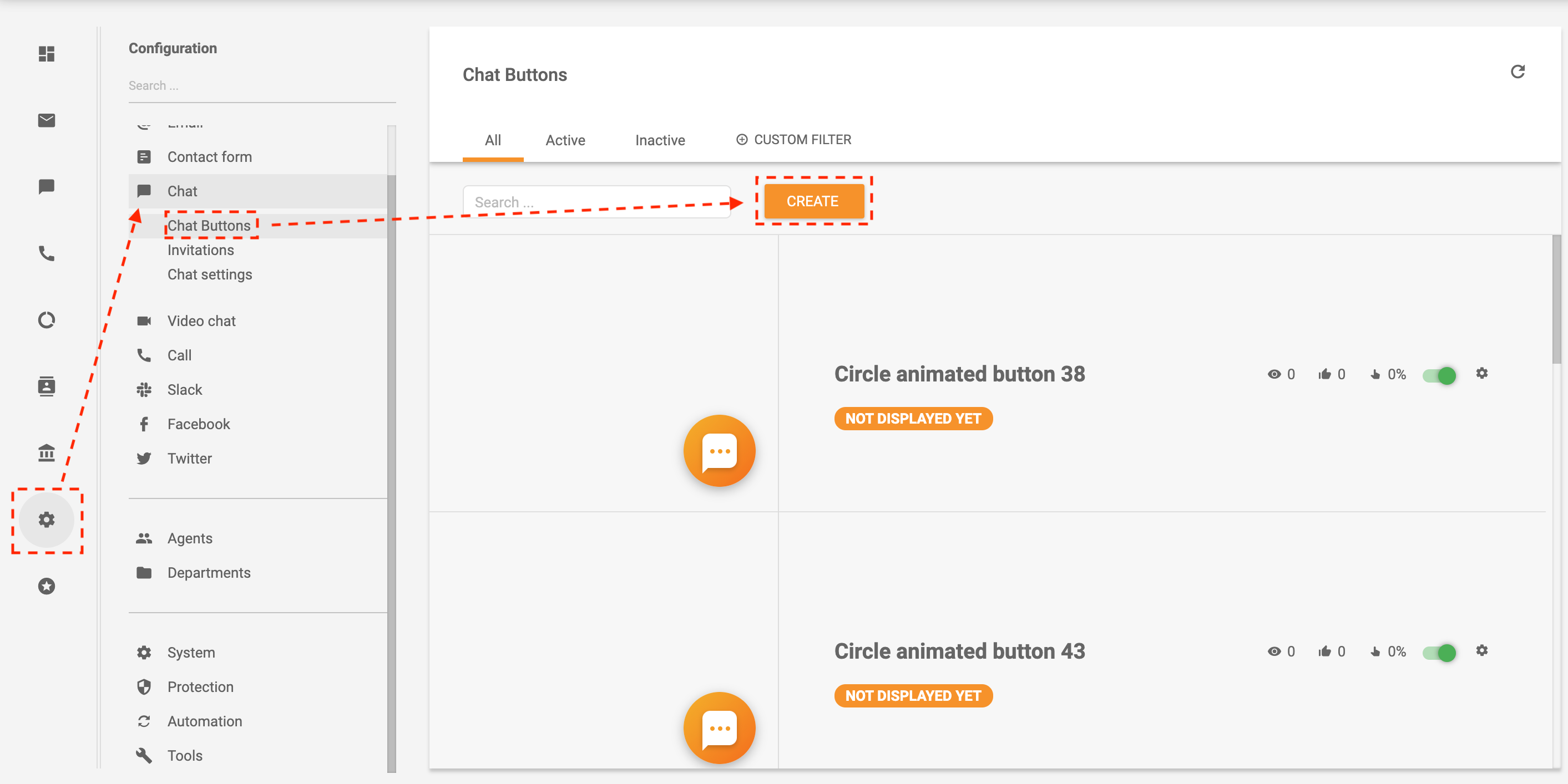 Beispiel zum Erstellen einer Chat-Schaltfläche