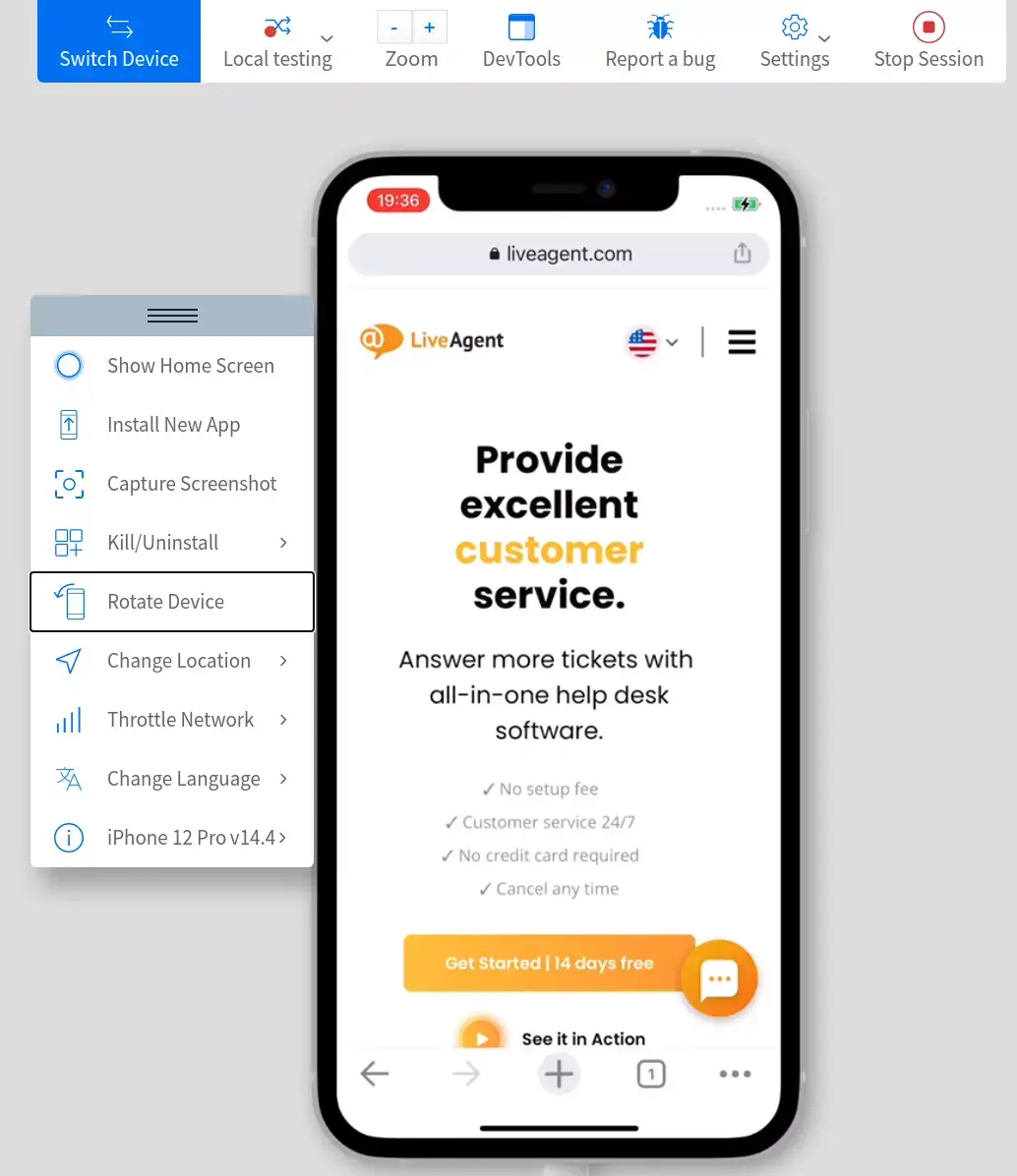 BrowserStack-Seitensimulation