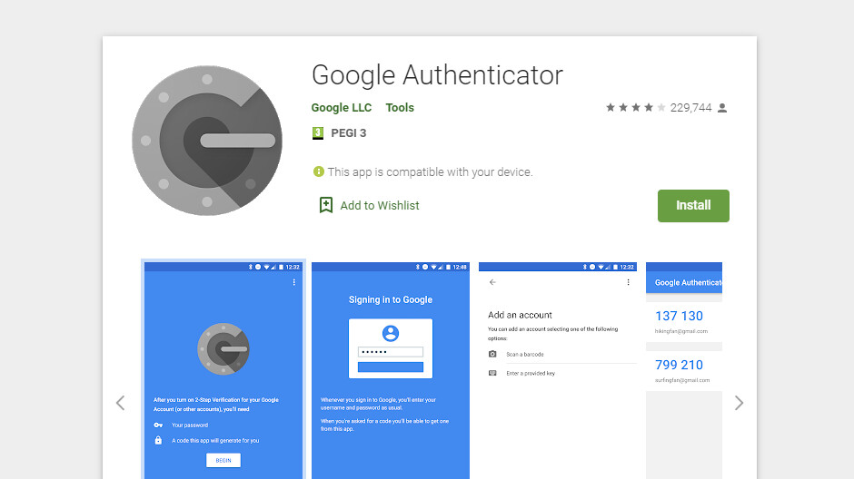 Google Authenticator-App im Google Play Store