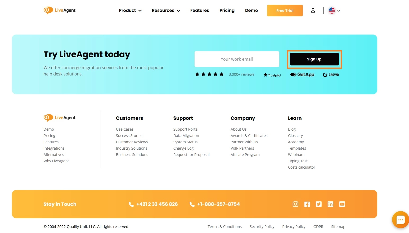 LiveAgent Anmeldeoption