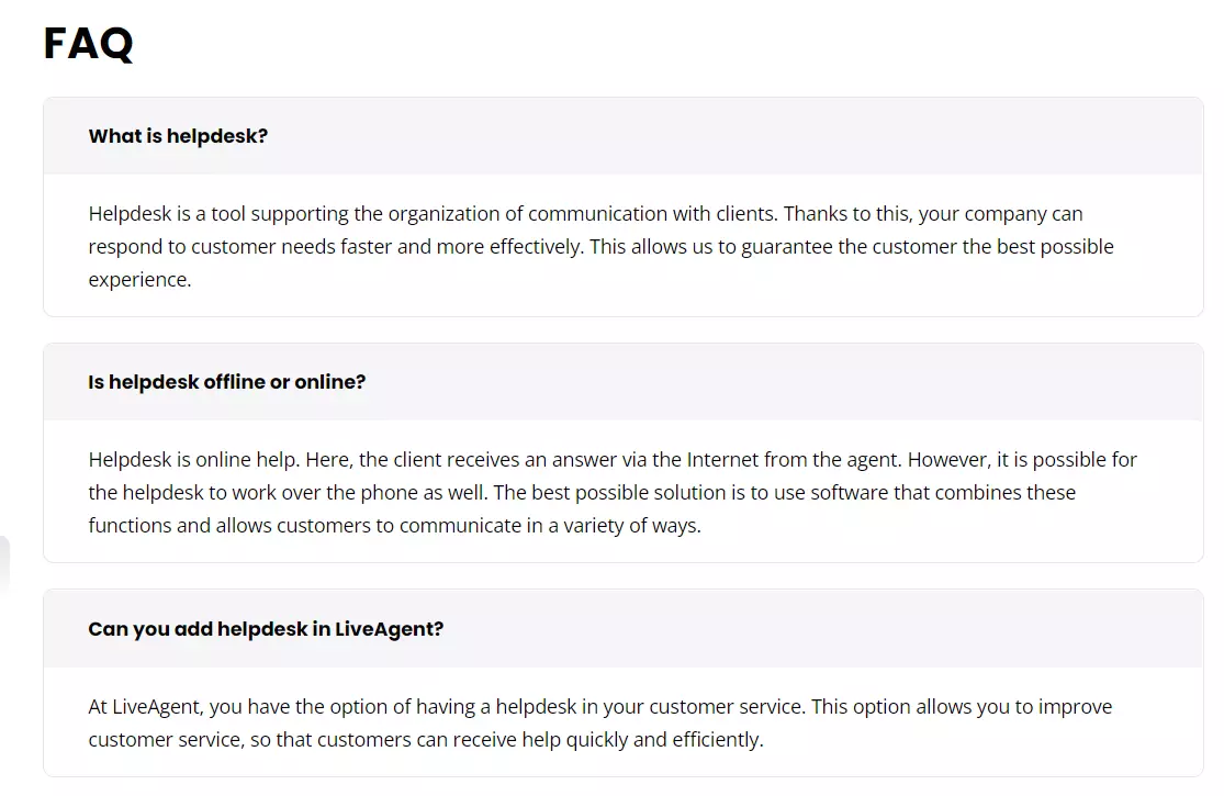 LiveAgent's FAQ-Beispiel