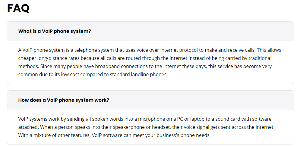 FAQ-Bereich - Beispiel