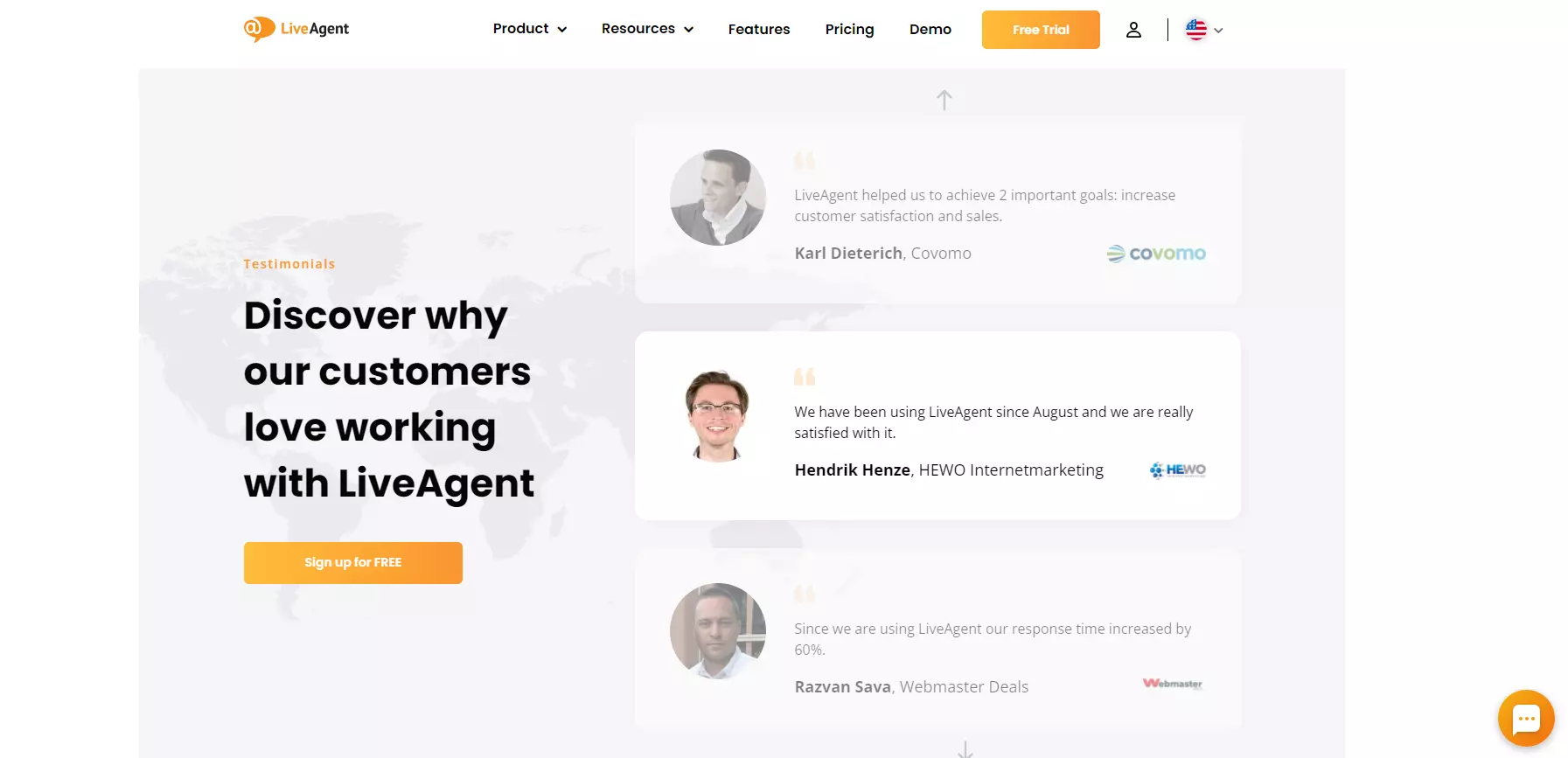 LiveAgent Landpage Testimonials