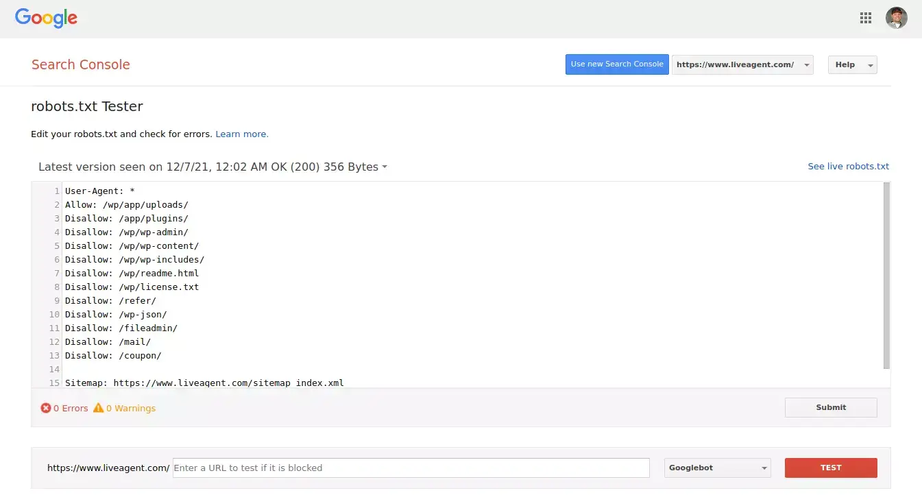 robots.txt Tester-Tool