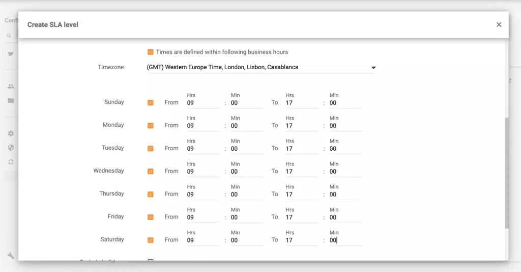 Geschäftszeiten mit Live Agent festlegen