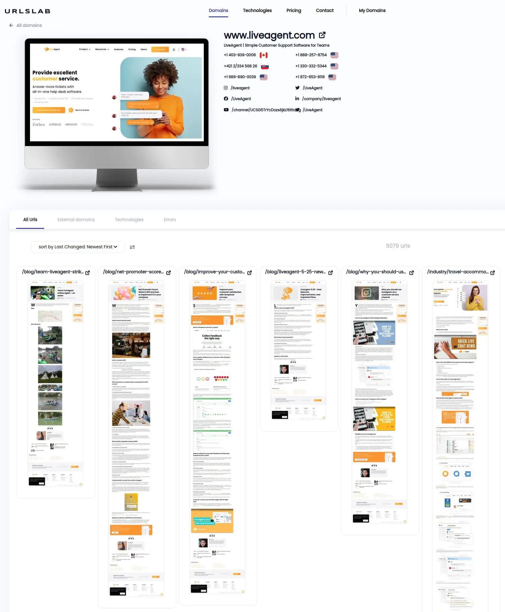 Schnelle visuelle Überprüfung von Website-Screenshots