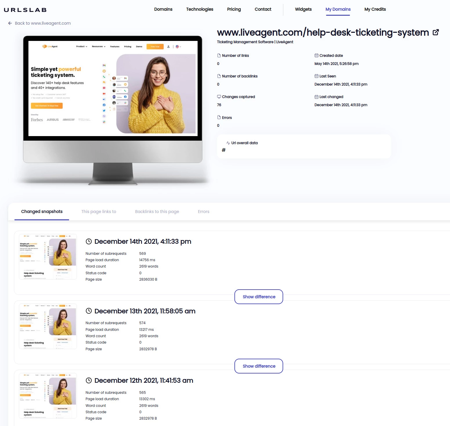 Erhalten Sie täglich einen Screenshot jeder Seite auf Ihrer Website