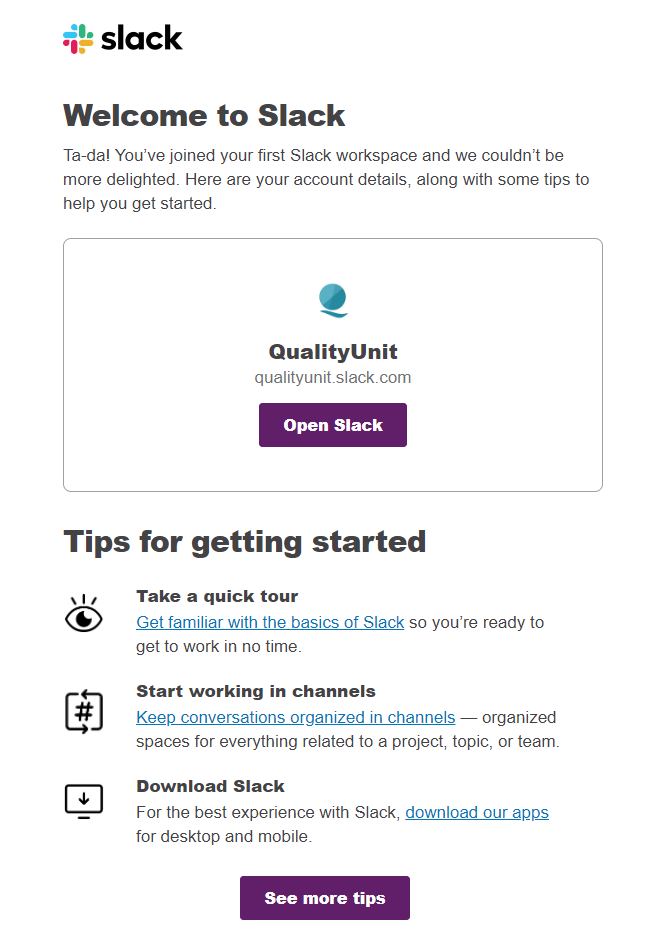Willkommen bei Quality Unit Slack