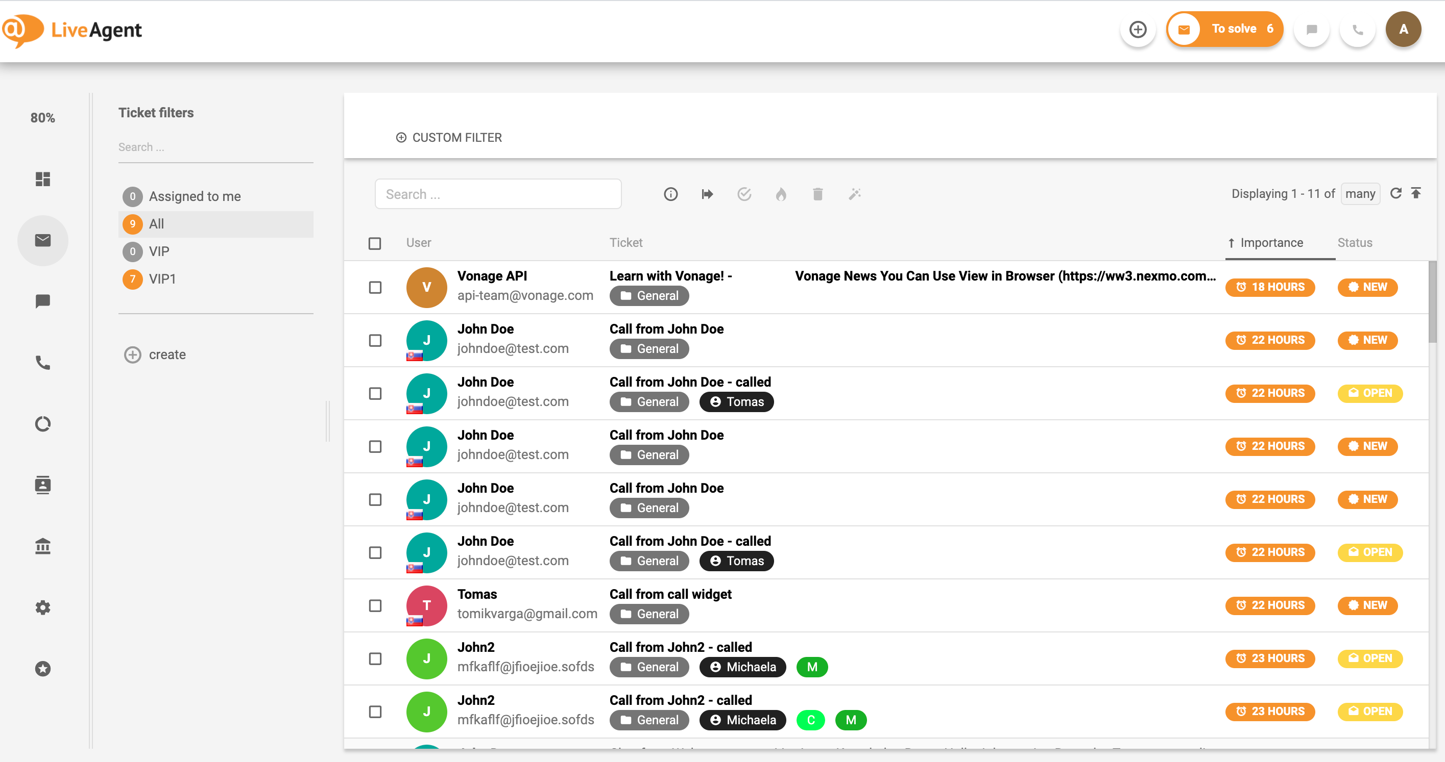 LiveAgent - Alle Tickets - Universeller Posteingang