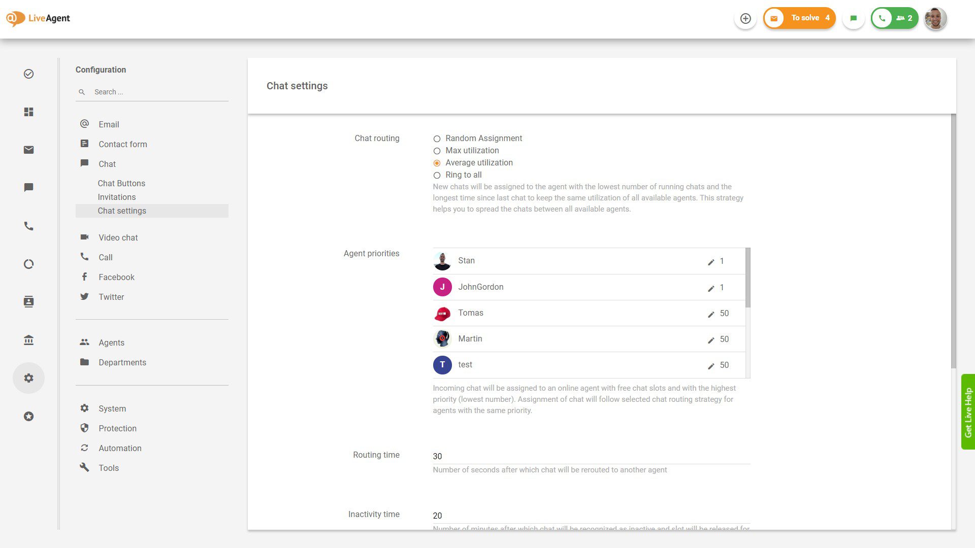 LiveAgent Prioritätszuweisung