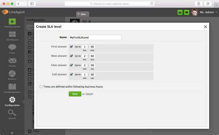 Wie man eine SLA-Stufe erstellt und die gewünschte Aktion definiert