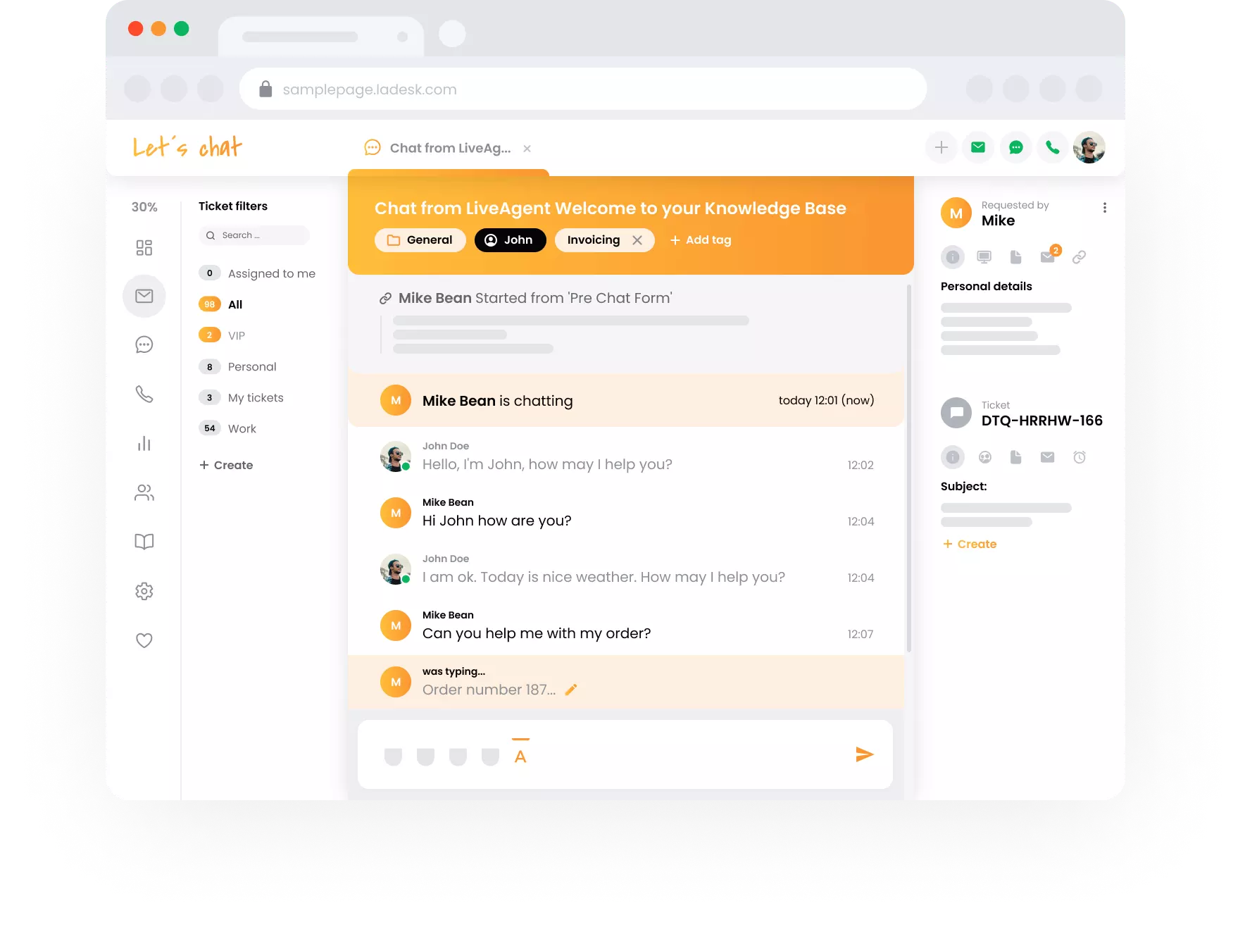 LiveAgent Echtzeit-Tippvorschau