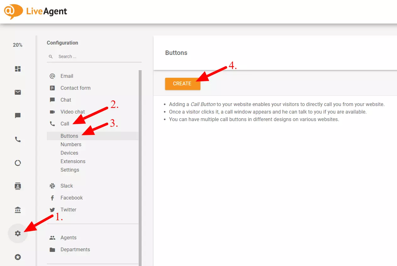 Schaltfläche Anruf erstellen
