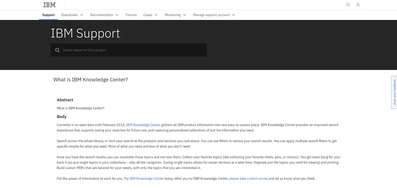 IBM-Wissensdatenbank-Seite