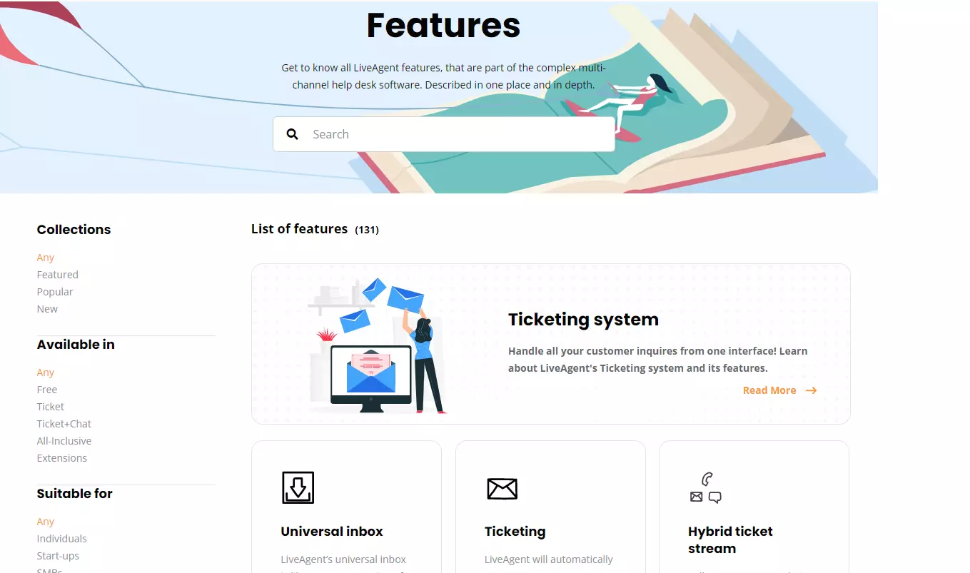 LiveAgent Feature-Seite