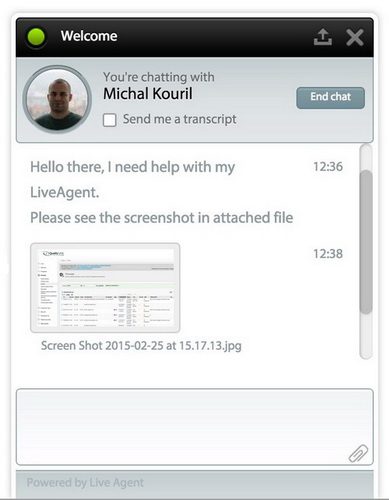 LiveAgent's Live-Chat-Anhang