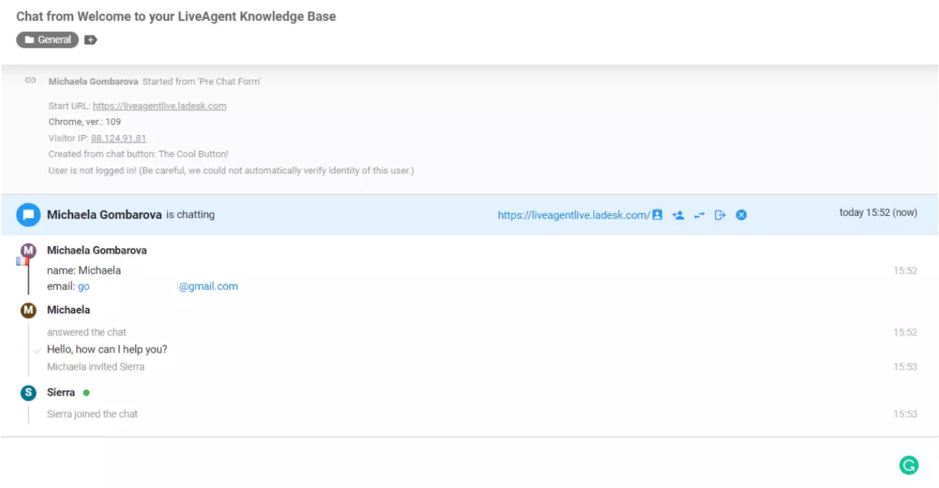LiveAgent Agent hat den Chat beigetreten