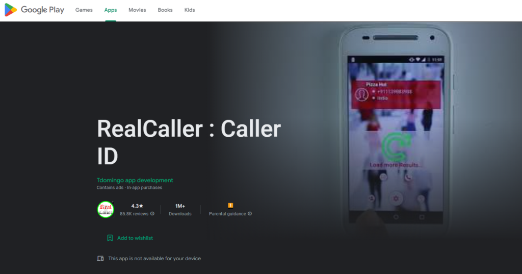 RealCaller: Caller ID Google Play Website