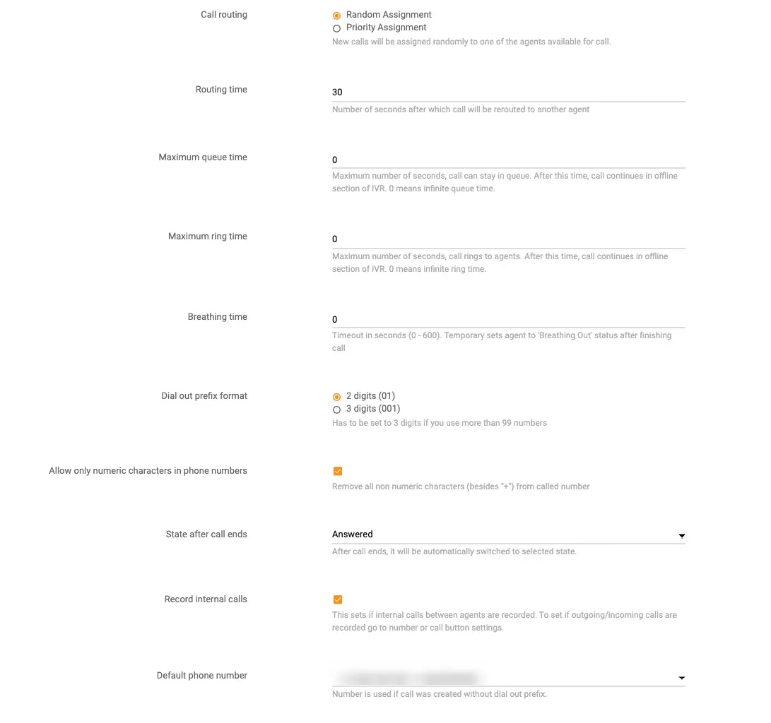 Anrufeinstellungskonfiguration