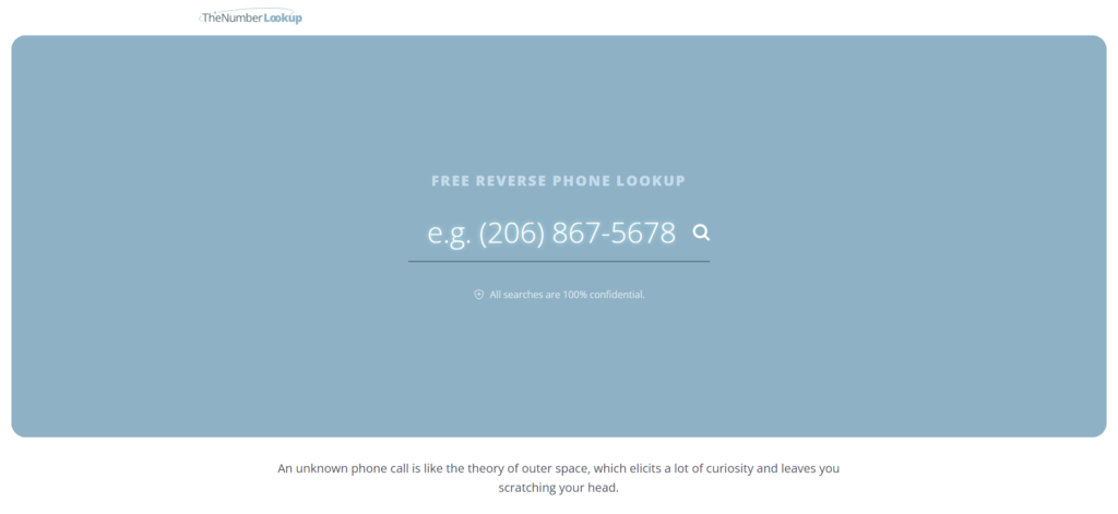 TheNumberLookup Homepage