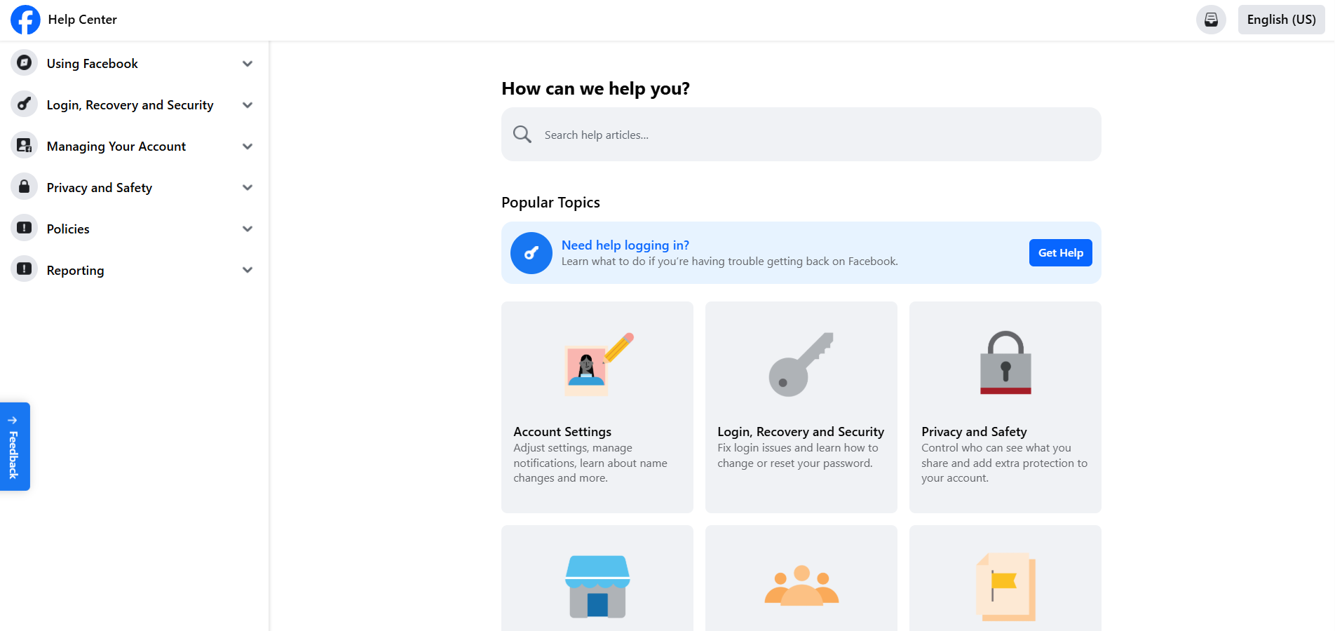 Facebook Helpdesk-Kontakte