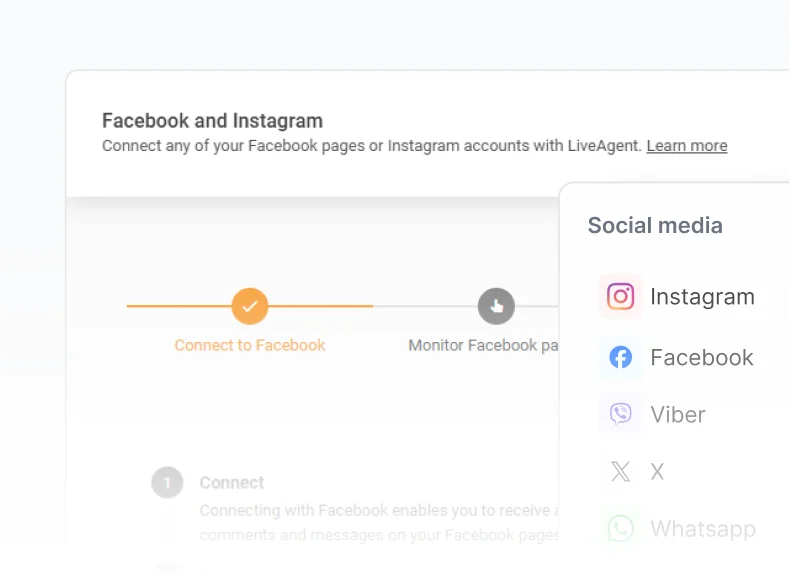 LiveAgent Social-Media-Integrationen mit Facebook, Instagram und WhatsApp