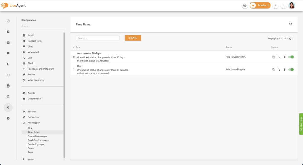 Beispiel für aktive Zeitregeln
