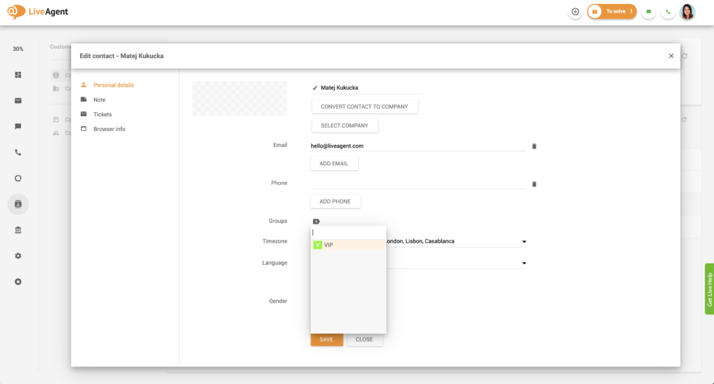 Kunde zu Kontaktgruppe hinzufügen