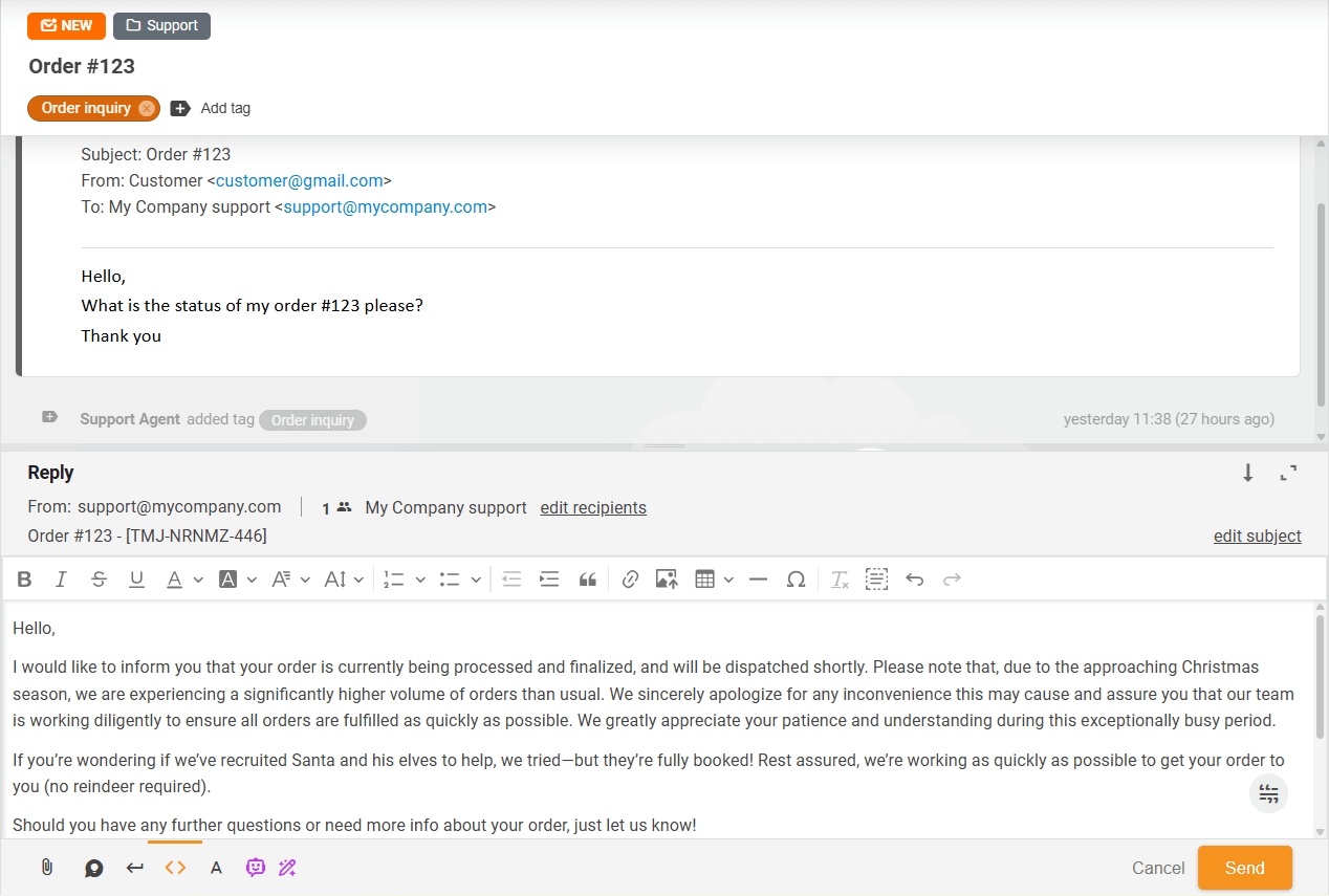 Fertige Antwort des Answer Composer