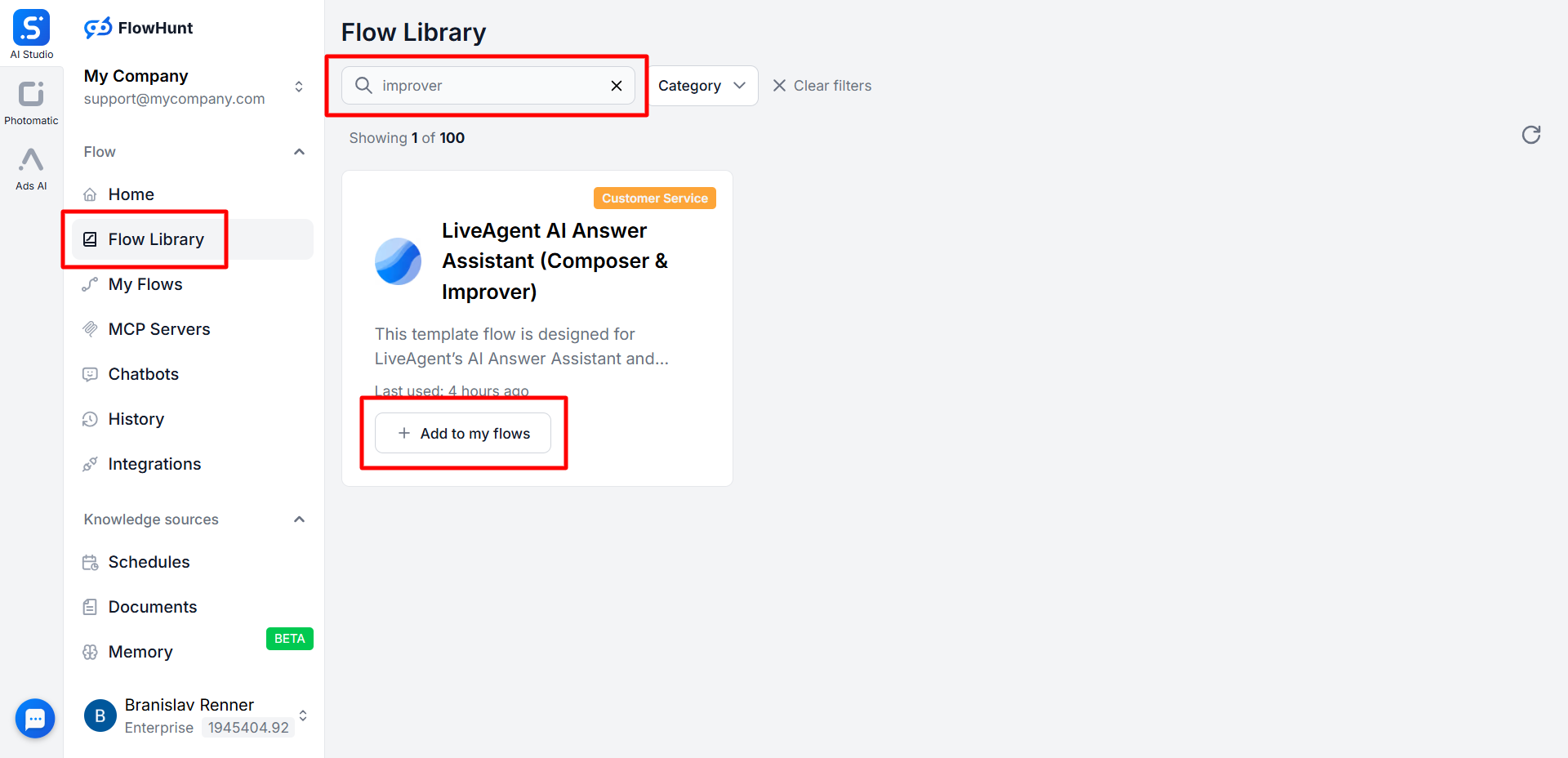 AI-Antwortverbesserer vs. FlowHunt als Anbieter-Integration
