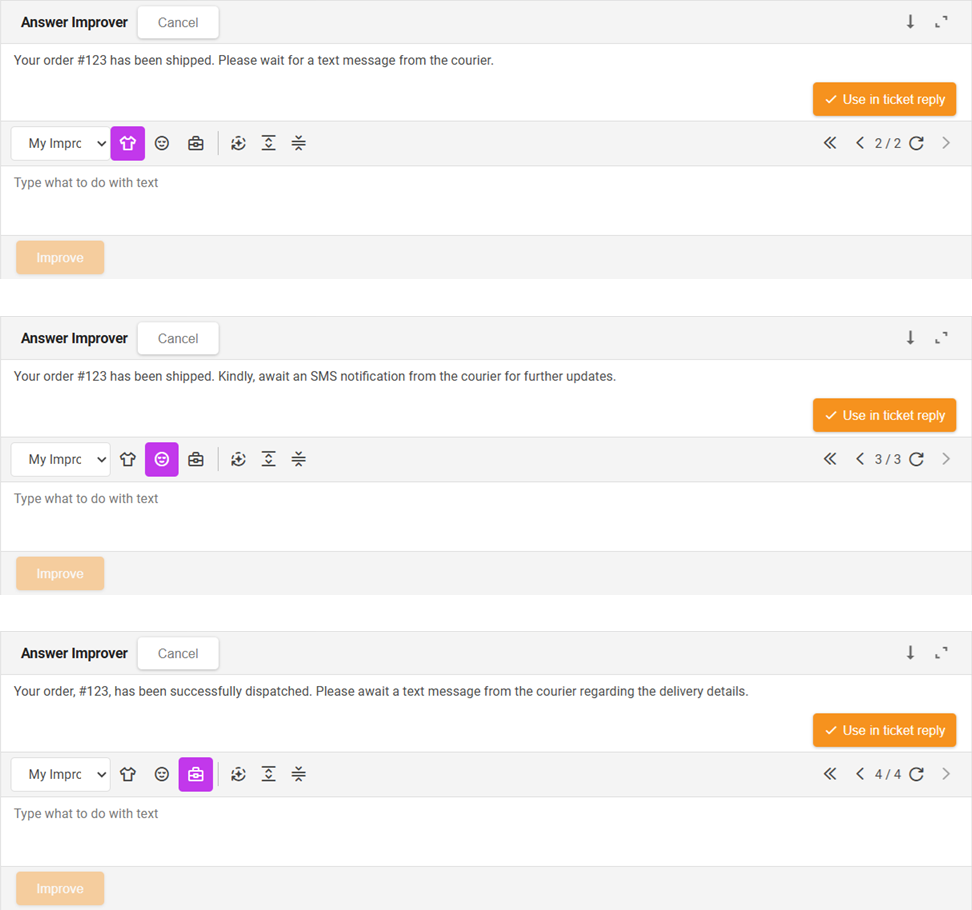 Modi des Antwortverbesserers