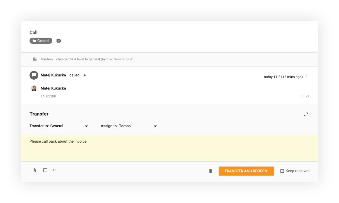 Anrufweiterleitungsfunktion in LiveAgent