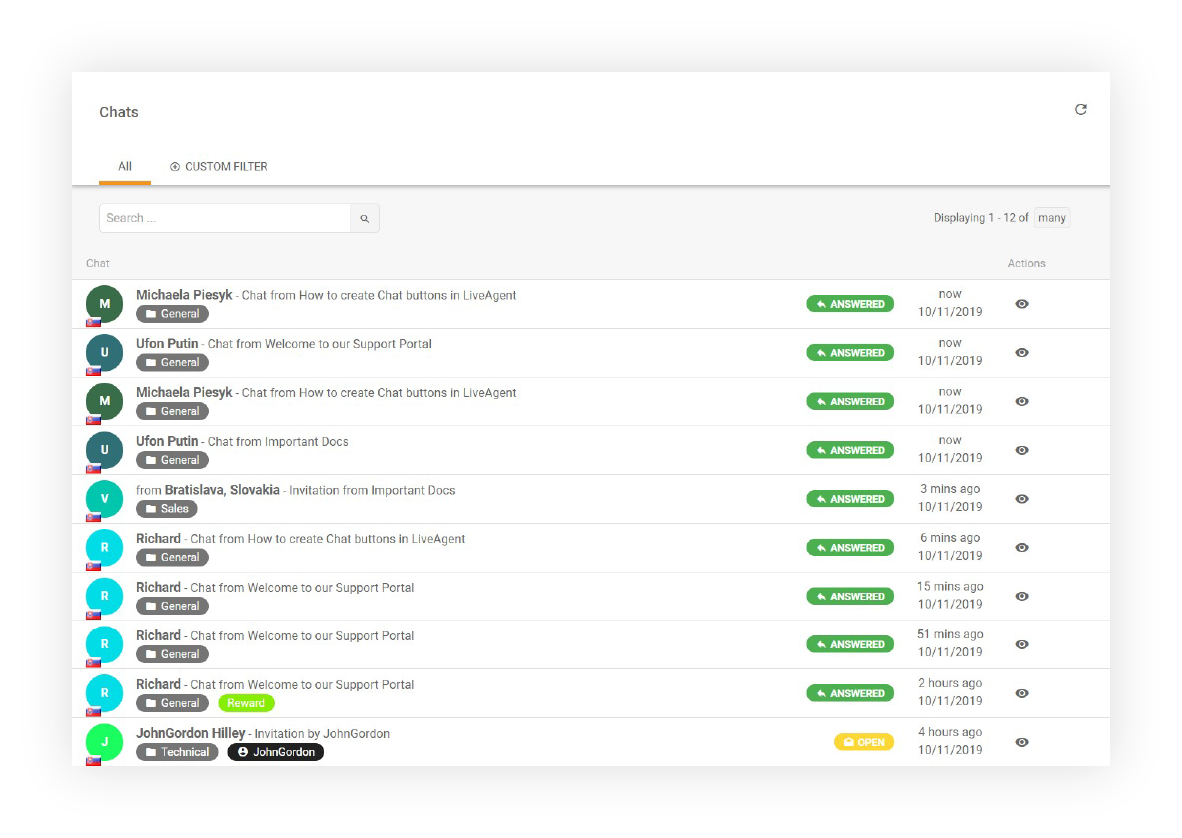 Chatverlauf-Funktionen