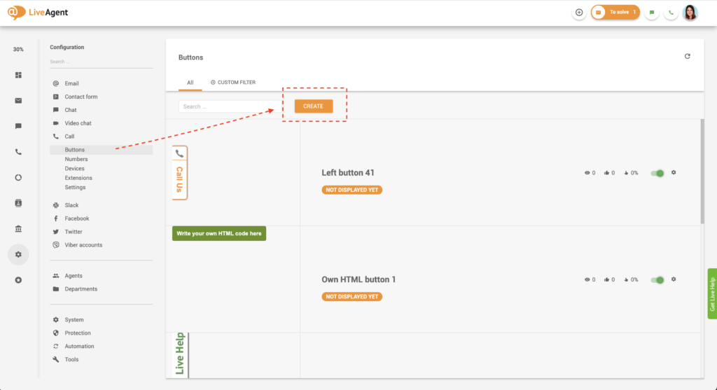 Erstellen eines Call Buttons in LiveAgent