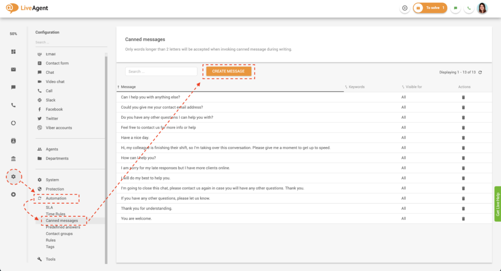 Erstellen einer vordefinierten Nachricht