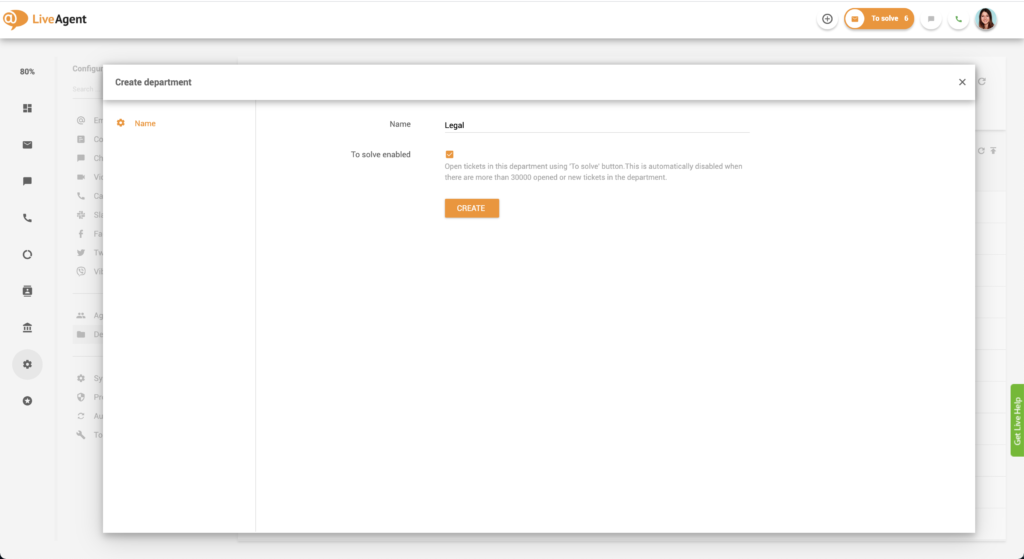 Abteilung in LiveAgent erstellen