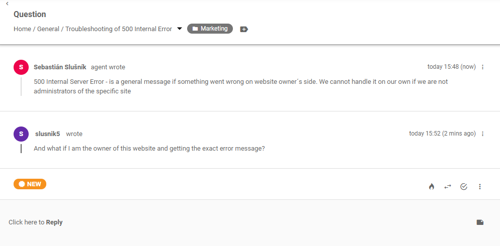 Kundenforum-Ticket in LiveAgent