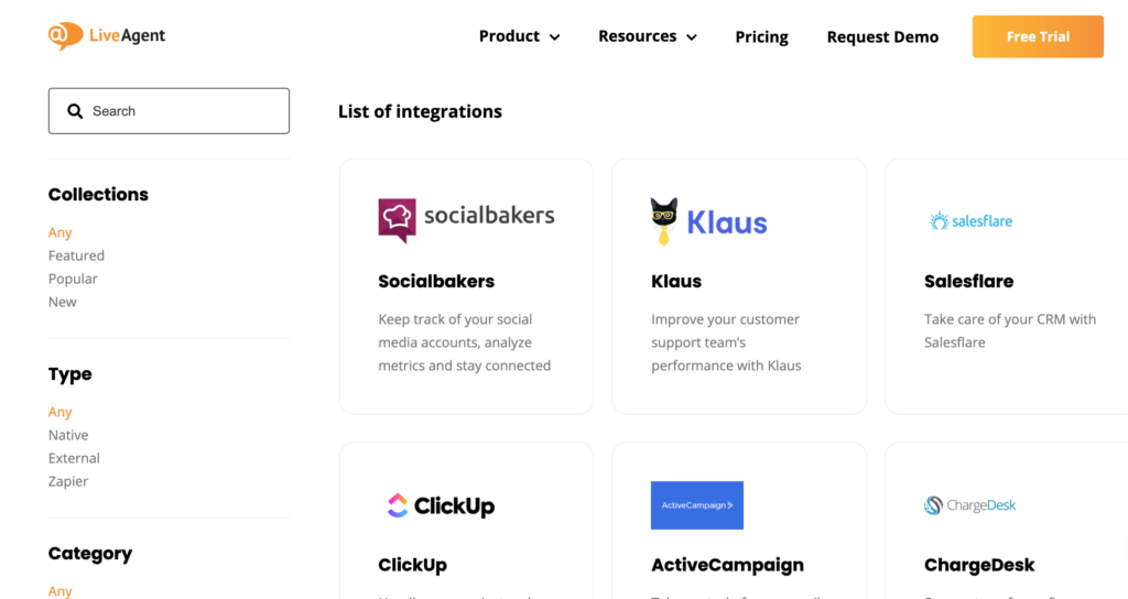 LiveAgent-Integrationen