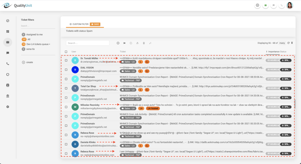 LiveAgent Spam-E-Mail-Filterung
