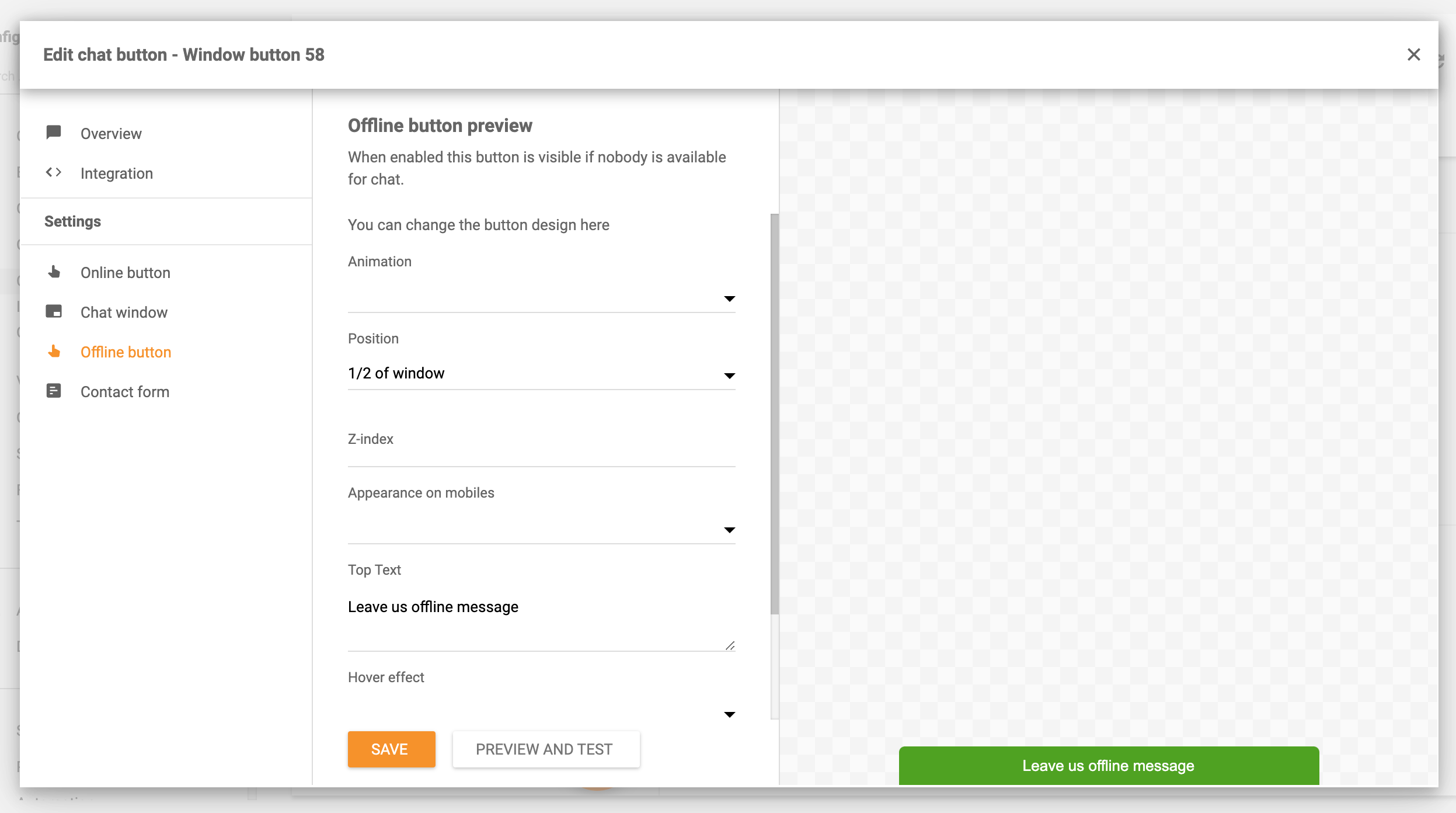 Offline-Chat-Button-Einstellungen LiveAgent