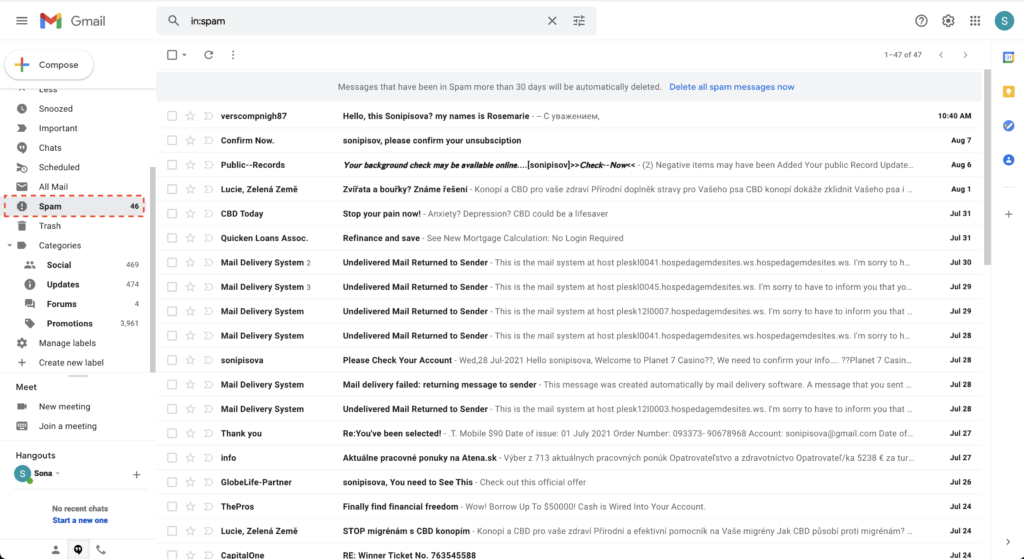 Spam-Ordner in Gmail