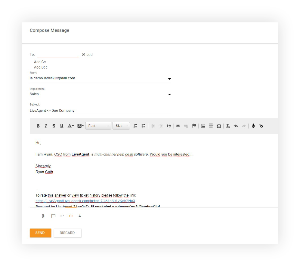 WYSIWYG-Editor - Neues Ticket