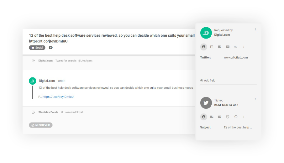 Twitter-Ticket in LiveAgent