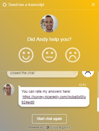 Agent-Bewertung im Live-Chat