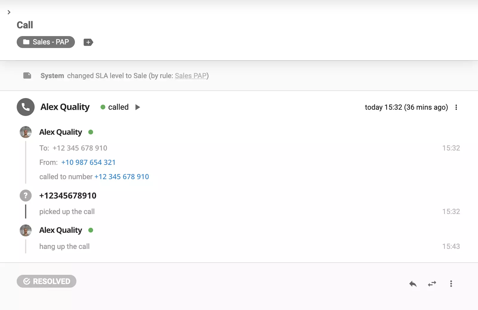 Anrufdetail-Datensätze in LiveAgent
