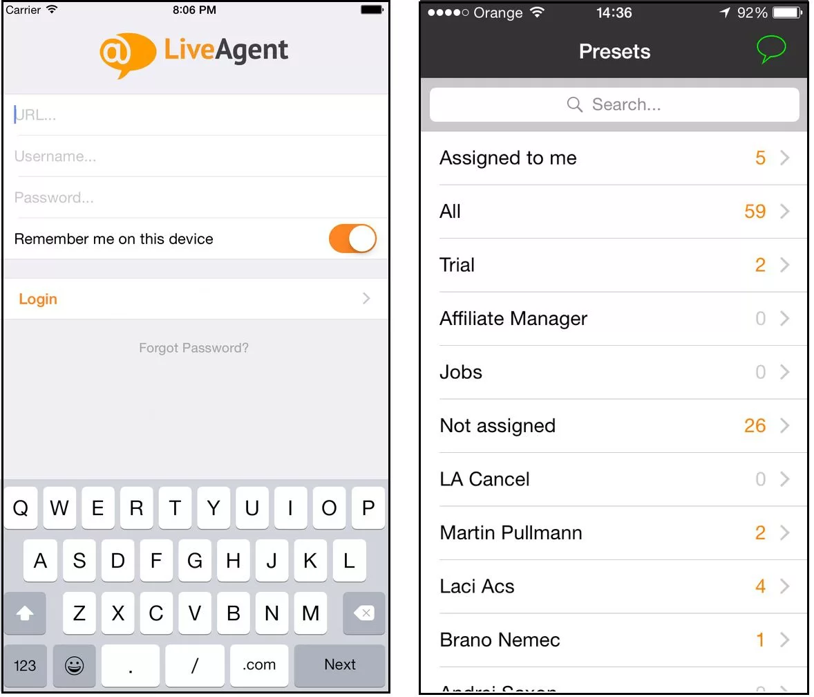 LiveAgent iOS-Anwendungsschnittstelle