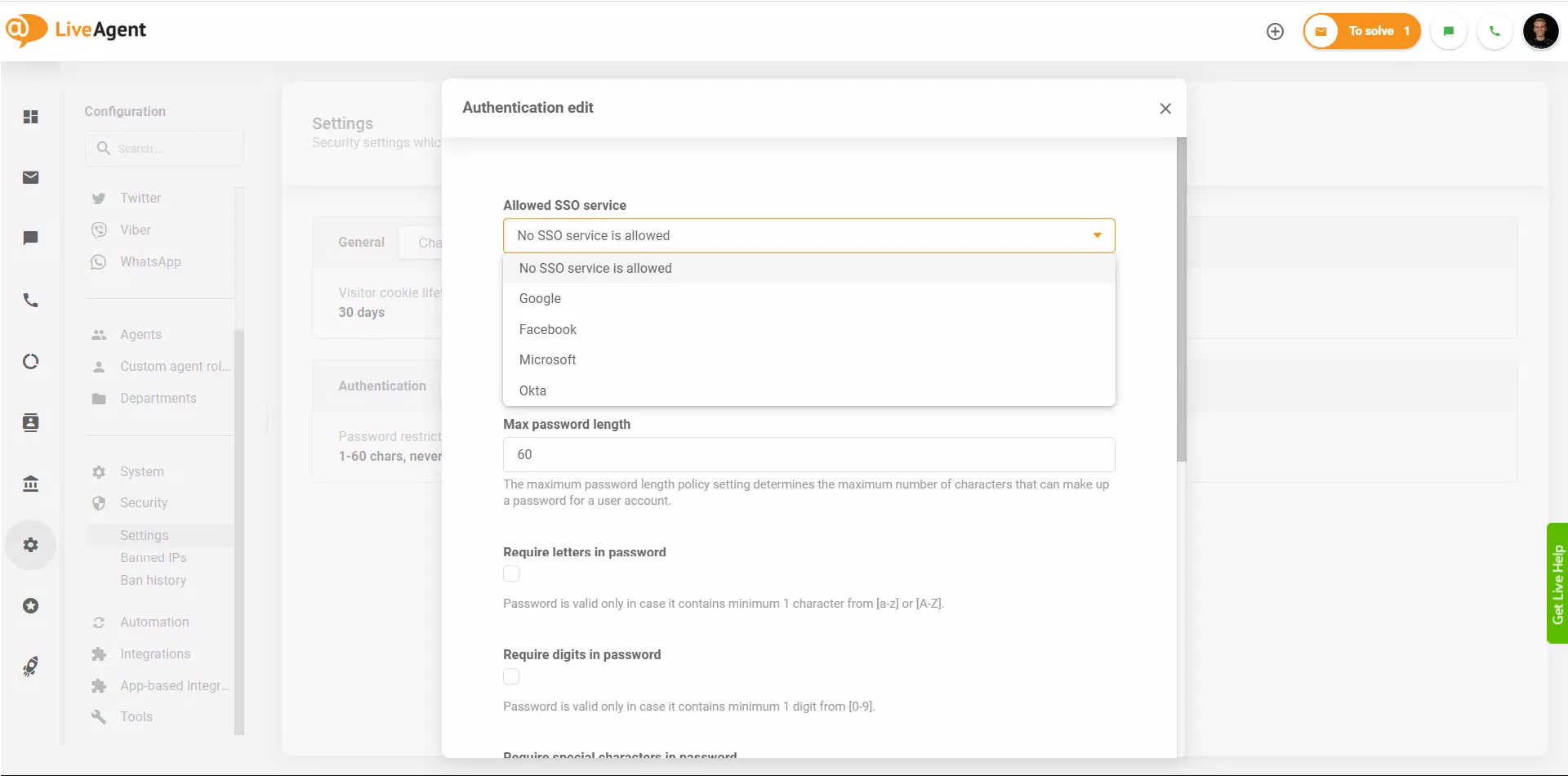 LiveAgent SSO-Provider